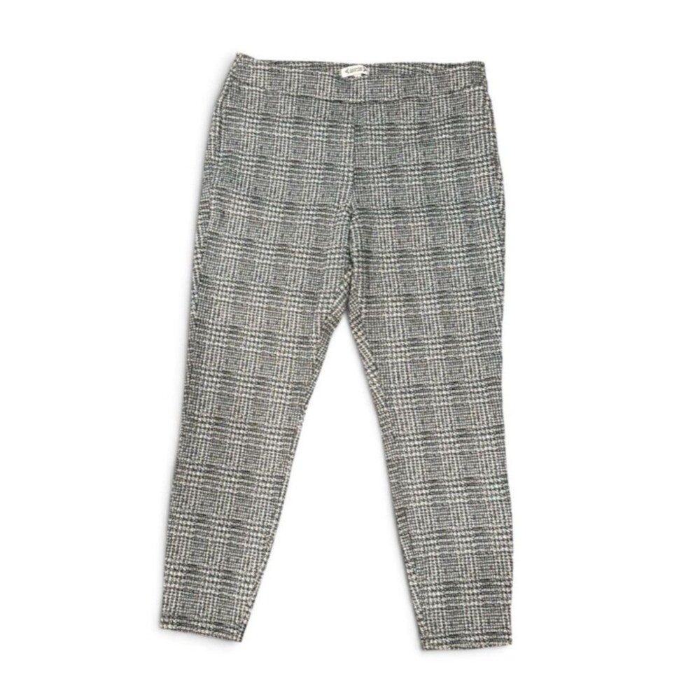 Nanette Lepore Women's L Houndstooth Metallic Ankle Pants Black Pull On Holiday